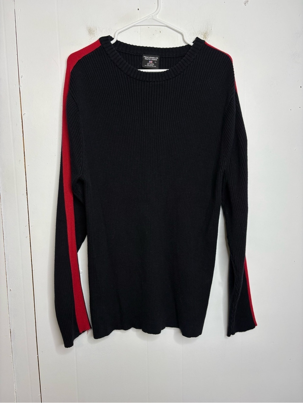 Vintage Polo Ralph Lauren Sweater Mens Extra Large Ribbed Heavy Cotton Flag